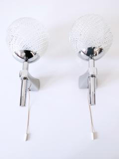 Set of Two Lovely Mid Century Modern Textured Glass Sconces or Wall Lamps 1970s - 3366147