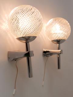 Set of Two Lovely Mid Century Modern Textured Glass Sconces or Wall Lamps 1970s - 3366151
