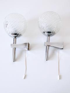 Set of Two Lovely Mid Century Modern Textured Glass Sconces or Wall Lamps 1970s - 3366156
