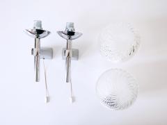 Set of Two Lovely Mid Century Modern Textured Glass Sconces or Wall Lamps 1970s - 3366157