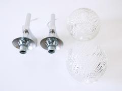 Set of Two Lovely Mid Century Modern Textured Glass Sconces or Wall Lamps 1970s - 3366158