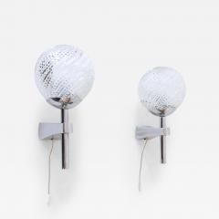 Set of Two Lovely Mid Century Modern Textured Glass Sconces or Wall Lamps 1970s - 3372497