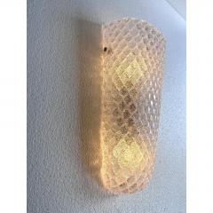 Set of Two MCM Transparent Graniglia Rombus Murano Glass Wall Sconces - 4735542