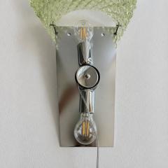 Set of Two Mid Century Modern Green Graniglia Rombus Murano Glass Wall Sconces - 4718532
