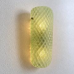 Set of Two Mid Century Modern Green Graniglia Rombus Murano Glass Wall Sconces - 4718536