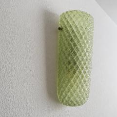 Set of Two Mid Century Modern Green Graniglia Rombus Murano Glass Wall Sconces - 4718541