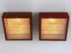 Set of Two Mid Century Modern Pine Wood Flush Mount or Ceiling Lamp Sweden 1970s - 4541106