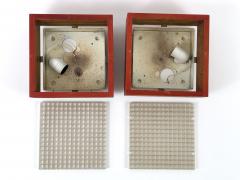 Set of Two Mid Century Modern Pine Wood Flush Mount or Ceiling Lamp Sweden 1970s - 4541110