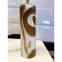 Set of Two Milky White Gold and Amber Murano Glass Table Lamps - 4302689
