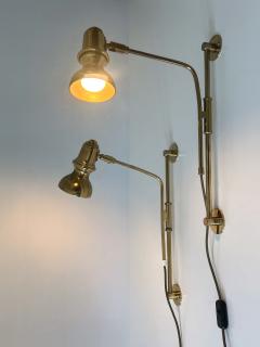 Set of Two Rare Adjustable Mid Century Brass Bedside Wall Lights Germany 1960s - 4253547