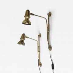 Set of Two Rare Adjustable Mid Century Brass Bedside Wall Lights Germany 1960s - 4256453