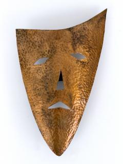 Set of Two Rare Hand Hammered Copper Wall Objects or Masks Germany 1960s - 4757343