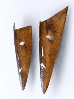 Set of Two Rare Hand Hammered Copper Wall Objects or Masks Germany 1960s - 4757350