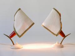 Set of Two Rare Lovely Mid Century Modern Bedside Table Lamps Germany 1950s - 3908456