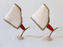 Set of Two Rare Lovely Mid Century Modern Bedside Table Lamps Germany 1950s - 3908461