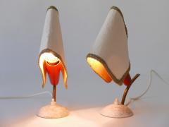 Set of Two Rare Lovely Mid Century Modern Bedside Table Lamps Germany 1950s - 3908463