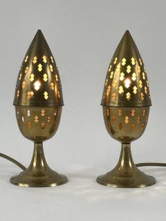 Set of Two Rare Lovely Perforated Brass Bedside Table Lamps Sweden 1960s - 4592623