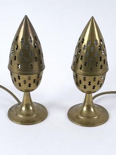 Set of Two Rare Lovely Perforated Brass Bedside Table Lamps Sweden 1960s - 4592624