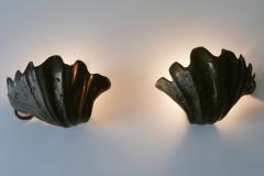 Set of Two Rare Mid Century Modern Cast Bronze Sea Shell Sconces Germany 1960s - 4209594