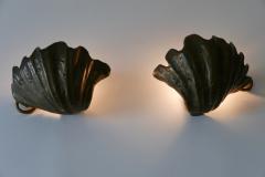 Set of Two Rare Mid Century Modern Cast Bronze Sea Shell Sconces Germany 1960s - 4209596