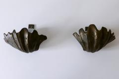 Set of Two Rare Mid Century Modern Cast Bronze Sea Shell Sconces Germany 1960s - 4209597