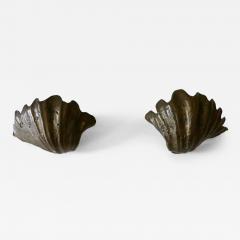 Set of Two Rare Mid Century Modern Cast Bronze Sea Shell Sconces Germany 1960s - 4209710