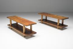 Set of Two Rationalist Italian Wooden Benches 20th Century - 2257956