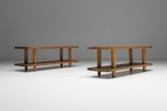 Set of Two Rationalist Italian Wooden Benches 20th Century - 2258075