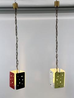 Set of Two Rectangular Mid Century Modern Polychrome Pendant Lamps Germany 1960s - 4498761