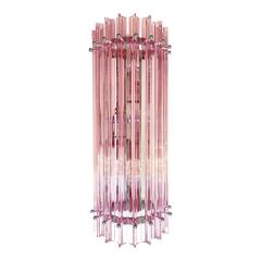 Set of Two Scenographic Pink Triedro Murano Glass Wall Sconces - 4303106