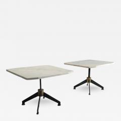 Set of Two Side Tables in Marble Metal and Brass Brazil 1950s - 4088312