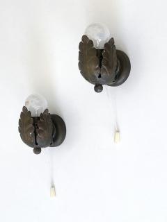 Set of Two Small Lovely Mid Century Brass Sconces Flower Buds Germany 1950s - 4253557