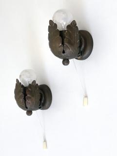 Set of Two Small Lovely Mid Century Brass Sconces Flower Buds Germany 1950s - 4253559
