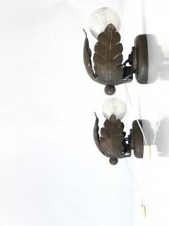 Set of Two Small Lovely Mid Century Brass Sconces Flower Buds Germany 1950s - 4253560