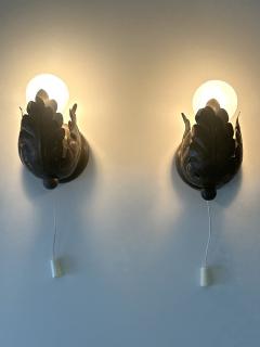 Set of Two Small Lovely Mid Century Brass Sconces Flower Buds Germany 1950s - 4253563