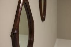 Set of Two Teak Oval shaped Mirrors Italy 1970s - 3666683