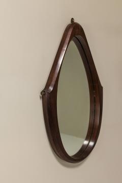 Set of Two Teak Oval shaped Mirrors Italy 1970s - 3666688