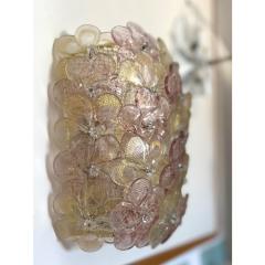 Set of Two Venetian Gold and Violet Flowers Murano Glass Wall Sconces - 4302970