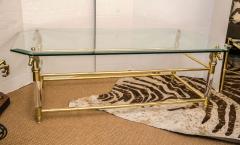 Set of Vintage French Brass and Lucite Horse Head Glass Top Tables - 536106