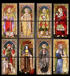 Set of eight 19th Century glass stained windows Belgium - 4267525