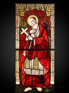 Set of eight 19th Century glass stained windows Belgium - 4267547