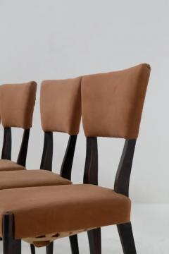 Set of five vintage Italian chairs in original orange velvet fabric - 3682696