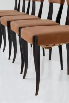 Set of five vintage Italian chairs in original orange velvet fabric - 3682730