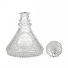 Set of four English engraved and cut glass ships decanters - 2994650