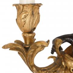 Set of four Rococo style patinated and gilt bronze sconces - 1481523