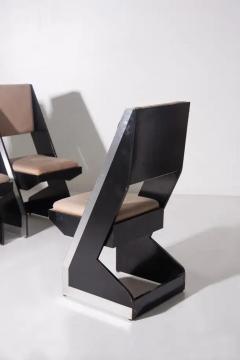 Set of four black Italian post modern space age chairs - 4032001