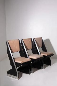 Set of four black Italian post modern space age chairs - 4032002