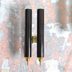Set of four black lacquered brass wall sconces by Lumi re Bologna 1960s - 4184714
