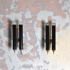 Set of four black lacquered brass wall sconces by Lumi re Bologna 1960s - 4184715