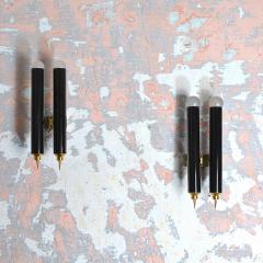 Set of four black lacquered brass wall sconces by Lumi re Bologna 1960s - 4184722